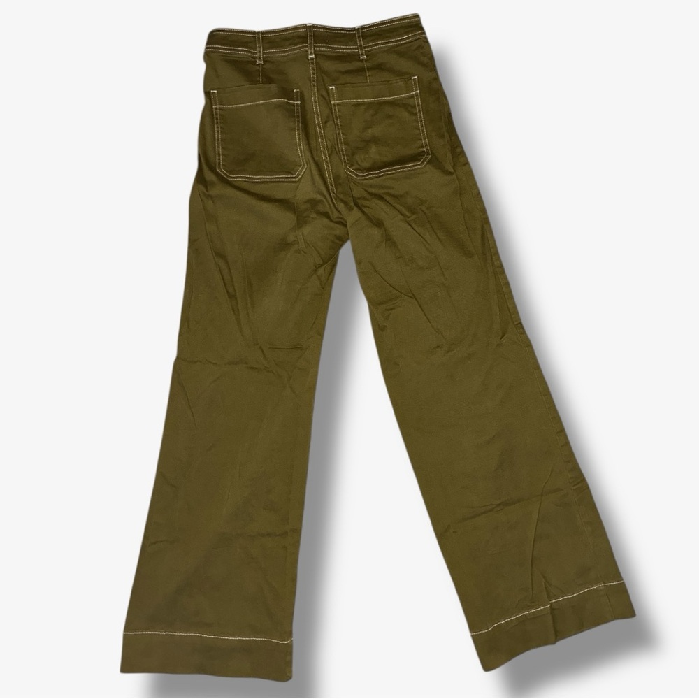 Bagatelle Collection Stitch Wide Leg Pants Cotton Spandex Olive Green Size 6 - Picture 4 of 9